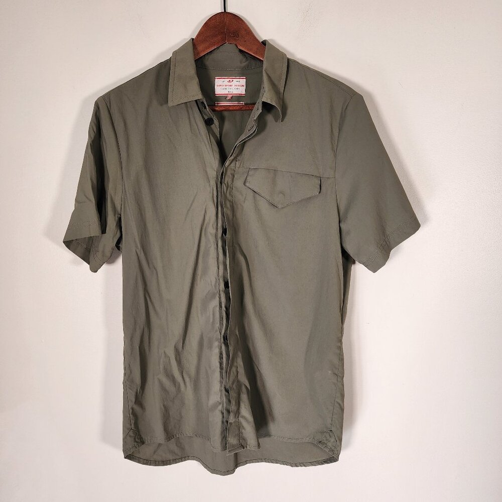 Giro Sport Design Men's Green Nylon Button Down Short Sleeve Shirt Stretchy M